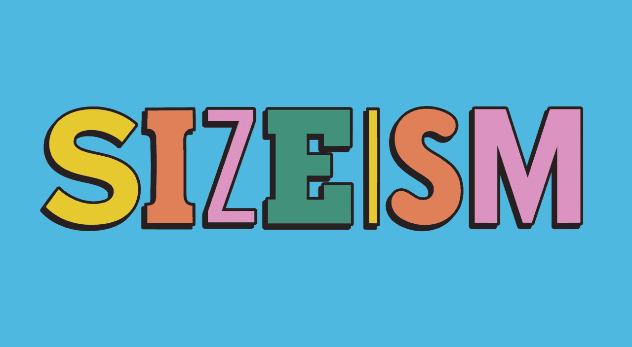 Color animation of the word SIZE-ISM