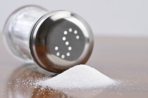Salt spilling from a shaker