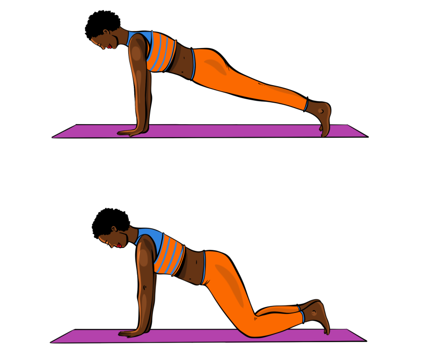 illustration of woman doing plank pose