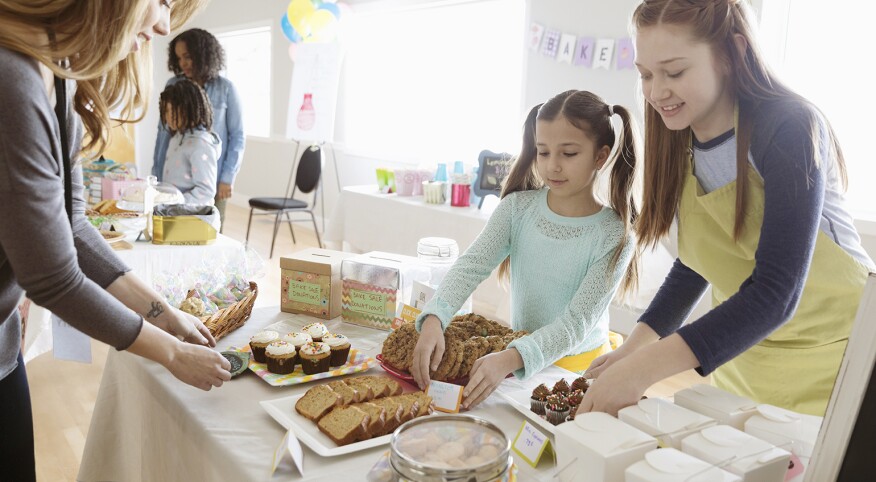 AARP, The Girlfriend, Volunteer, school, bake sale