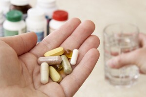 Holding pills in hand