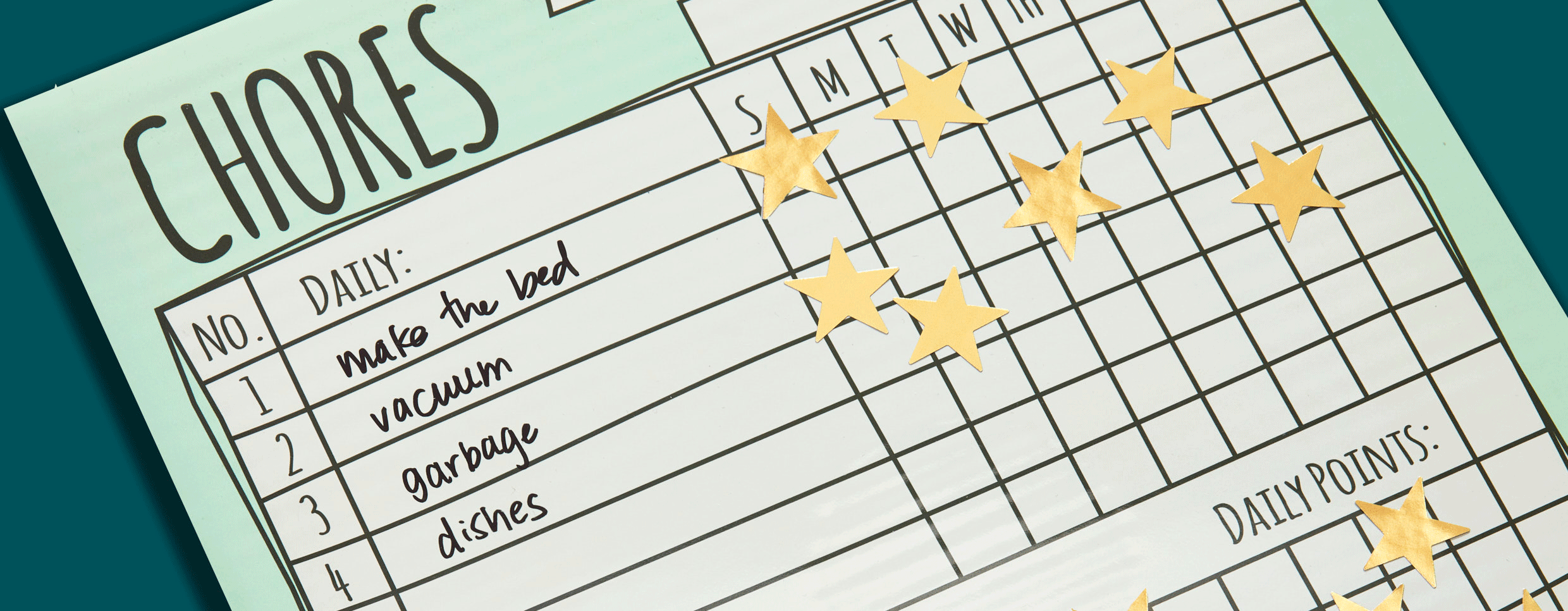 Chore chart Gif with stars populating onto the sheet