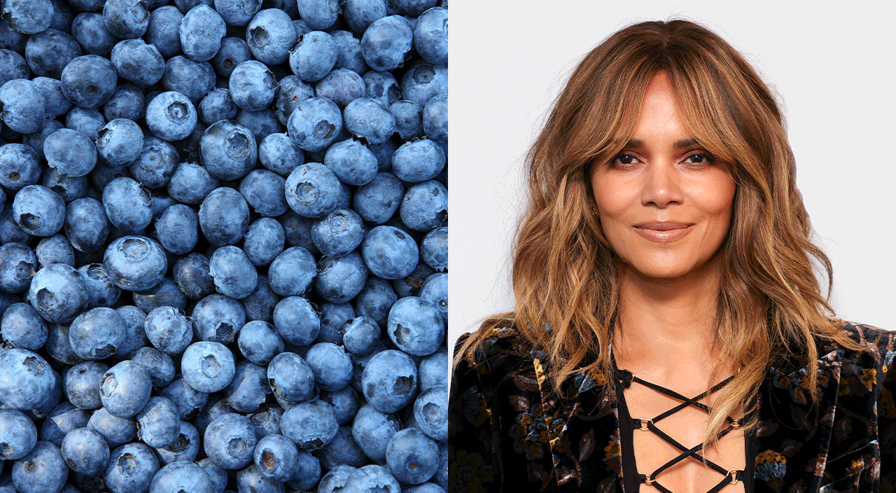 gif of halle berry, kerry washington, gabrielle union, blueberries, collard greens, walnuts, superfoods