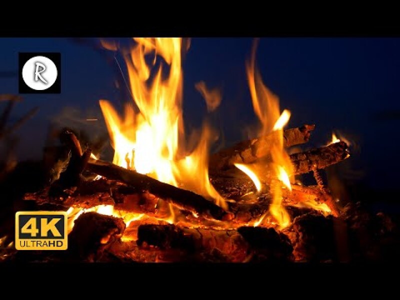 🔥 Crackling Fire w/ Rain and Thunder Sounds Outside - Relaxing Sounds for Sleep, Cozy Ambience - 4K