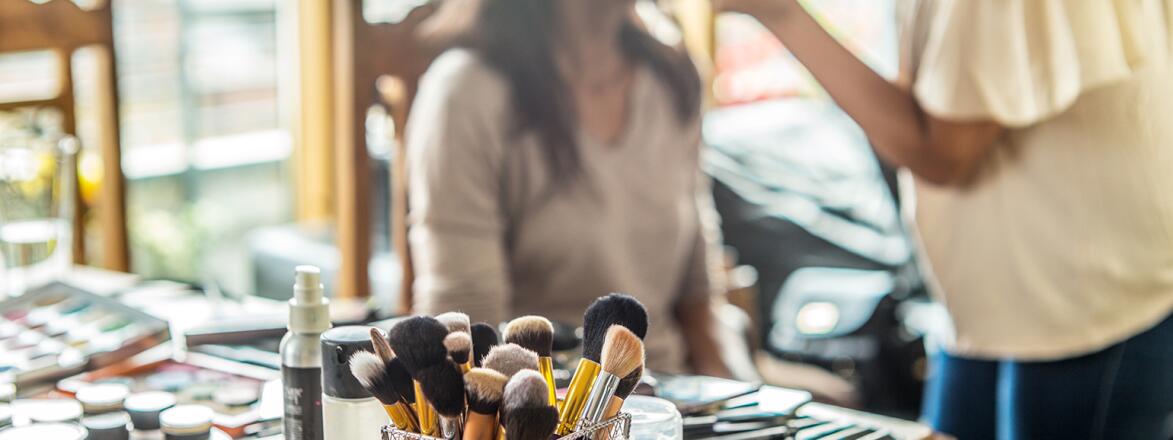 woman getting her makeup professionally done