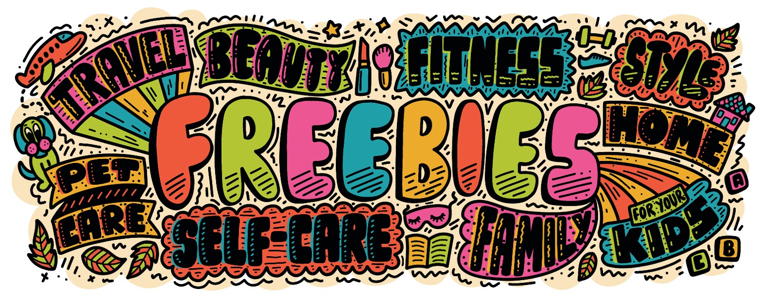 hand lettering illustration of 50 freebies