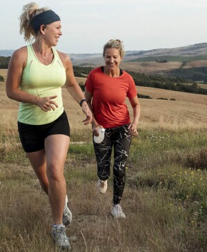 Two Mature Women Out for a Run in the Tuscan Countryside
