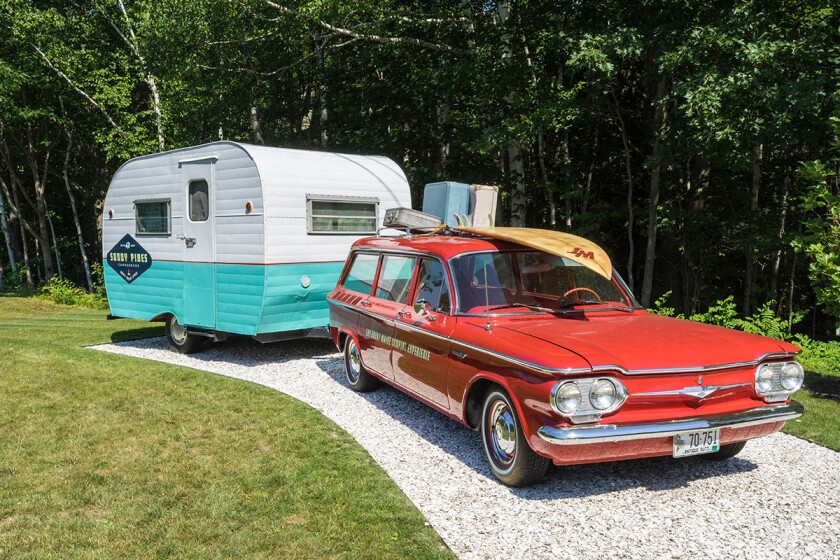 A Sandy Pines Camping trailer in Kennebunkport, ME.