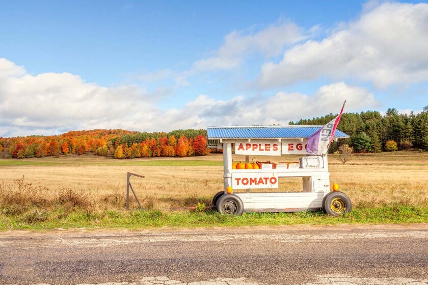 Roadside produce stand in Traverse City, Michigan