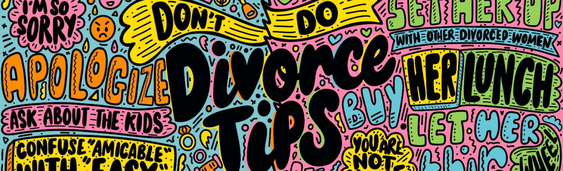 illustration of words for divorce tips