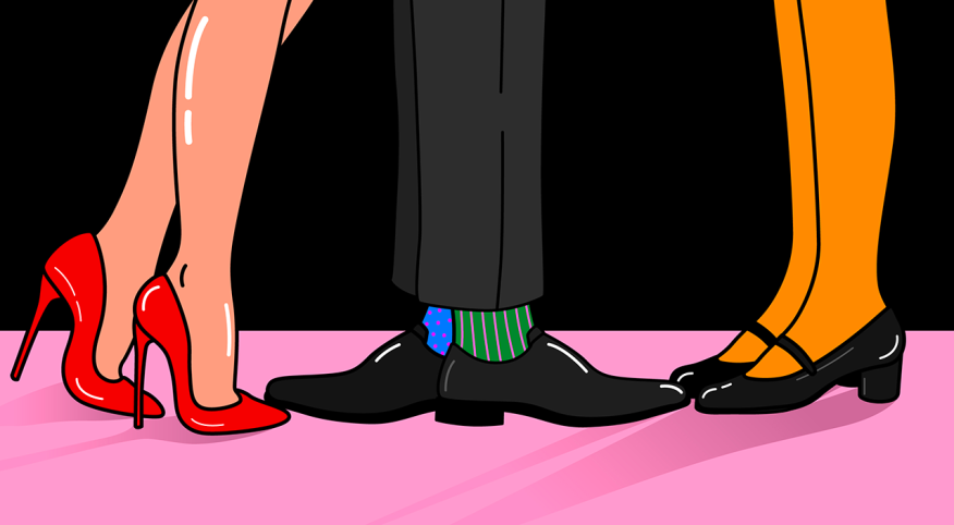 illustration of feet of 2 women and 1 cheating man, cheating, why men stop cheating, relationships