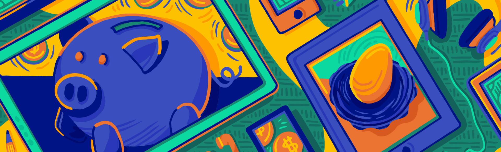 illustration of money related icons