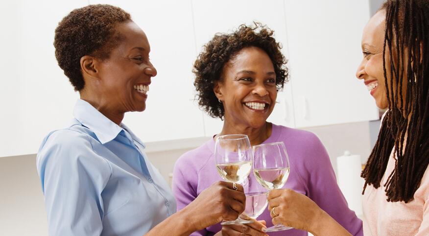 black ladies drinking white wine