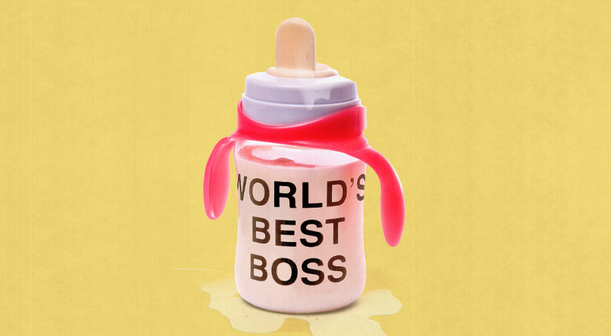 Baby bottle with World's Best Boss written on the side