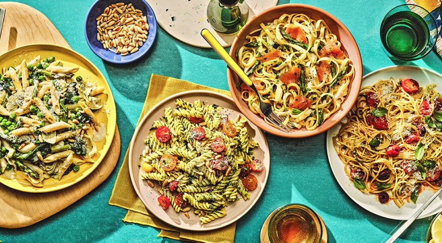 Four scrumptious Spring pasta dishes overhead