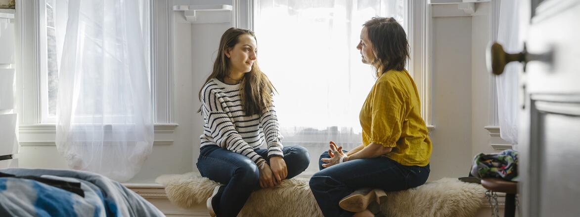 Mother And Daughter Having Private Chat At Home