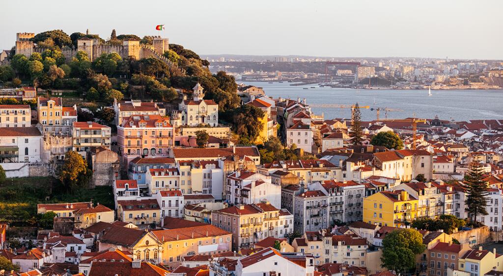 sunset view of Lisbon Portugal
