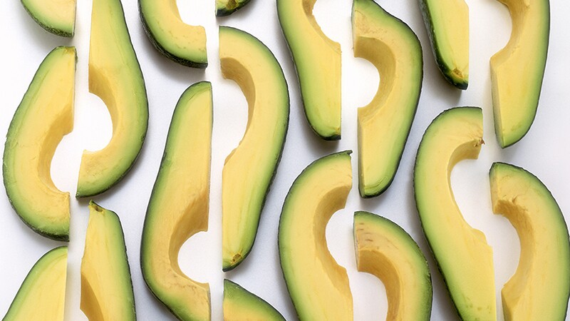 A close-up view of avocado slices