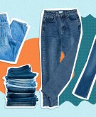 photo collage of comfortable blue jeans for stylish older women