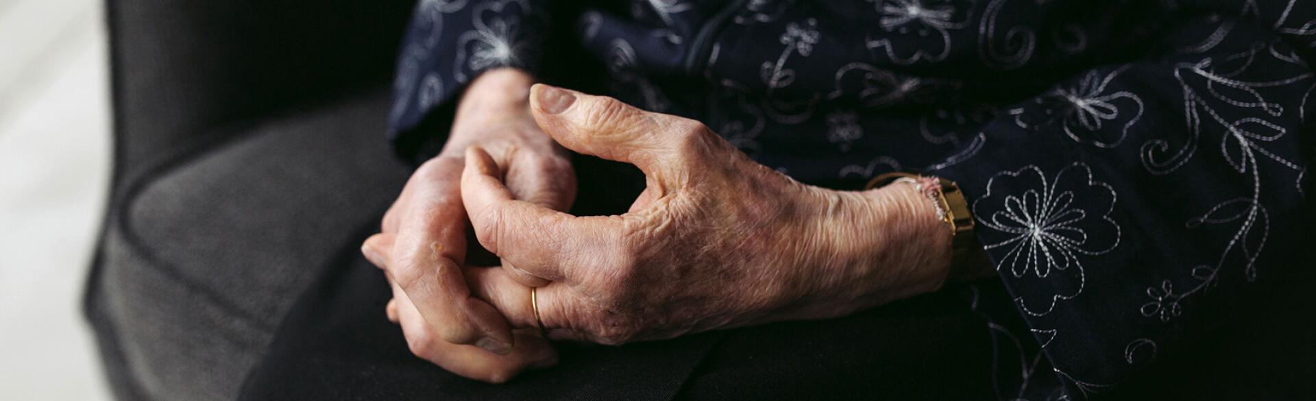 closeup of elderly woman's hands