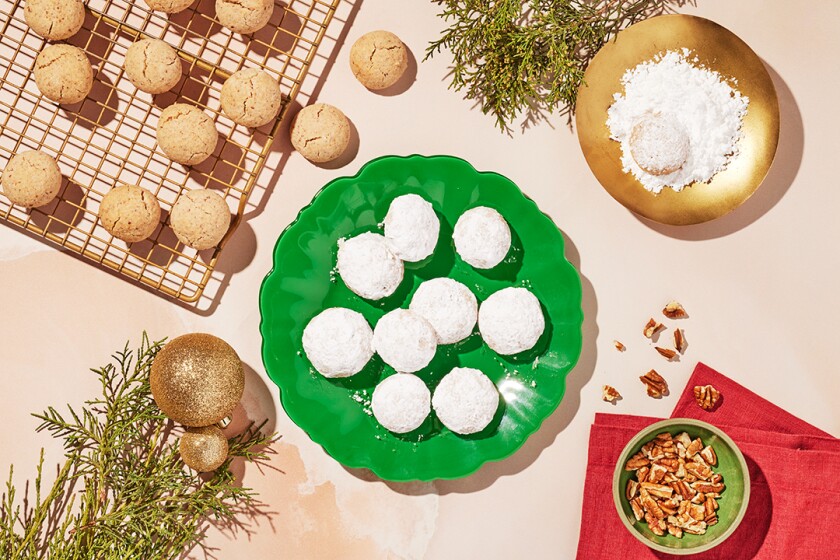 Traditional Christmas pecan puffball cookies
