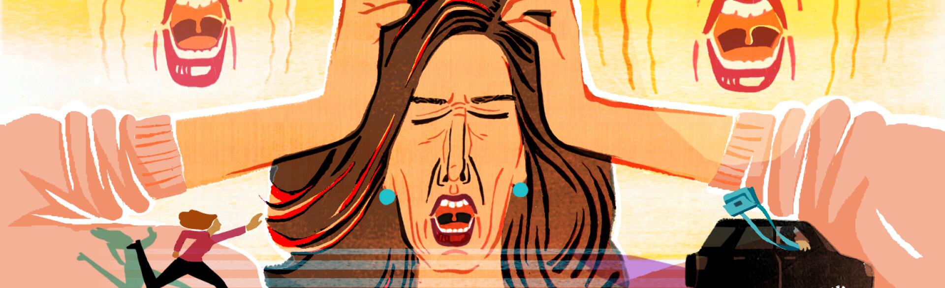 illustration of woman having nervous breakdown