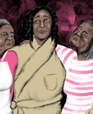 illustration of 3 female family members from different generations