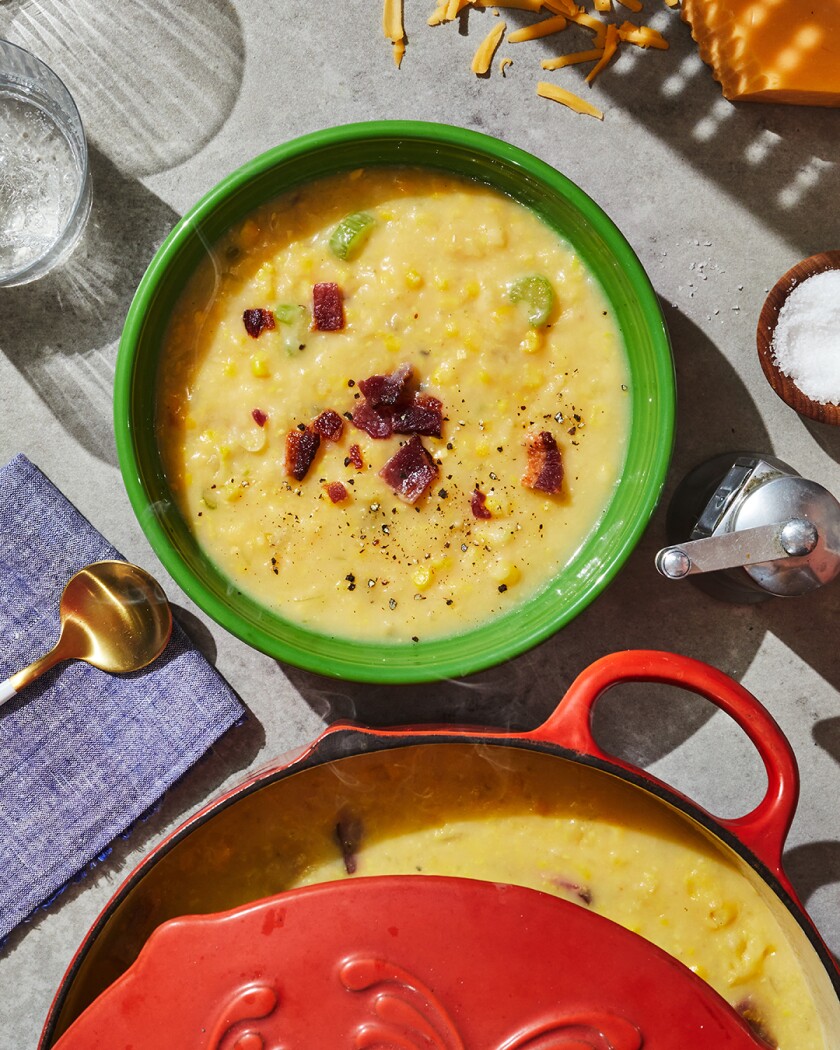 Corn soup on a decorated table