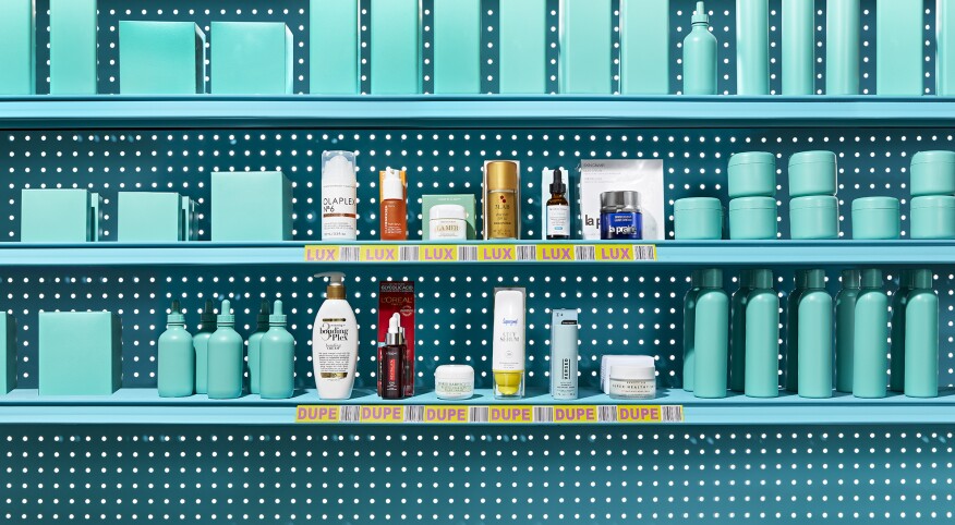 beauty products on a store shelf