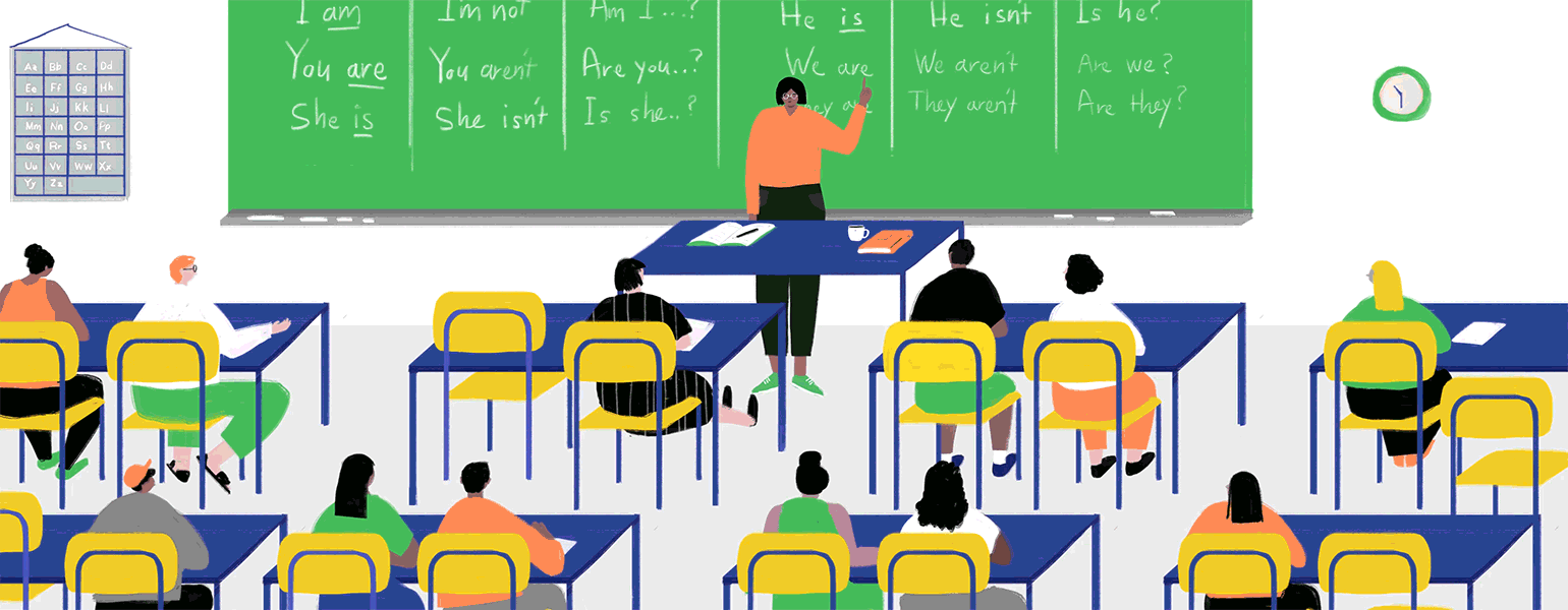 animation of lady teaching a class and then creating oils in a kitchen