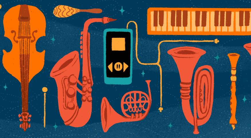 illustrations_of_jazz_instruments_sisters_spotify_playlist_by_charlot_kristensen_1440x584