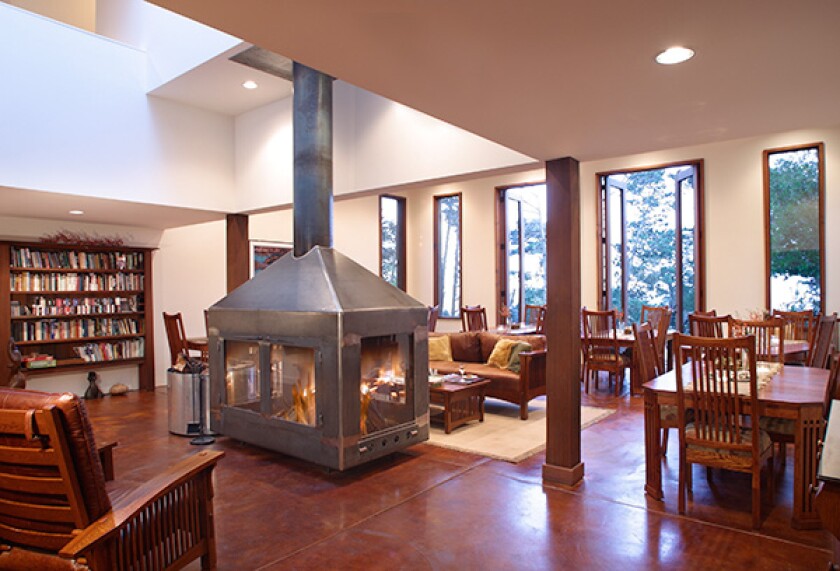 Interior of hotel fireplace