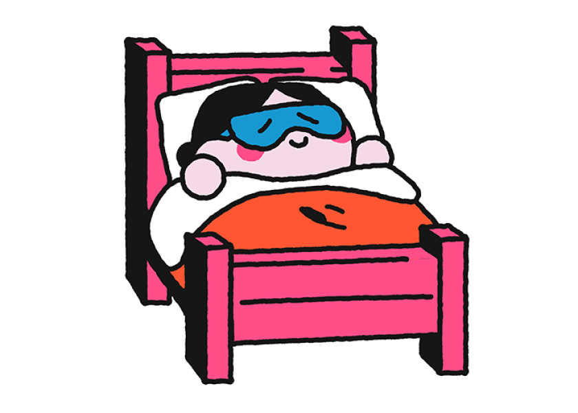 illustration of woman sleeping in bed
