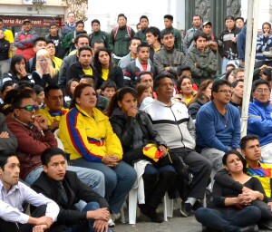Ecuadoreans watch soccer