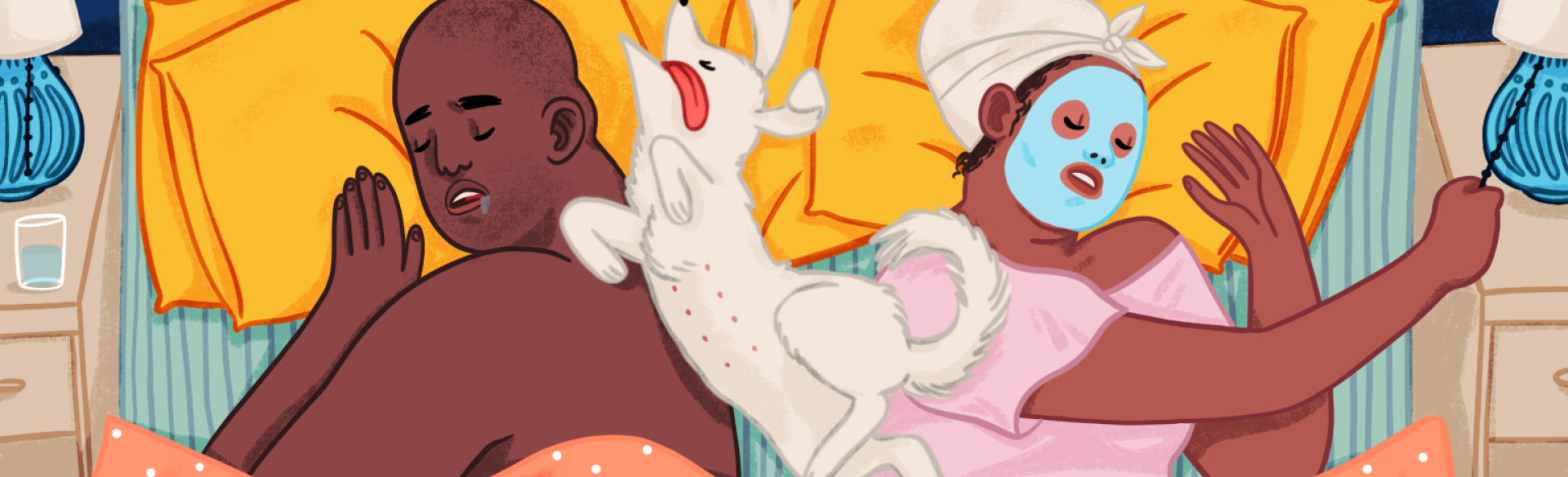 illustration of black couple sleeping