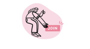 A woman with a thumbs-up and the word "Join"