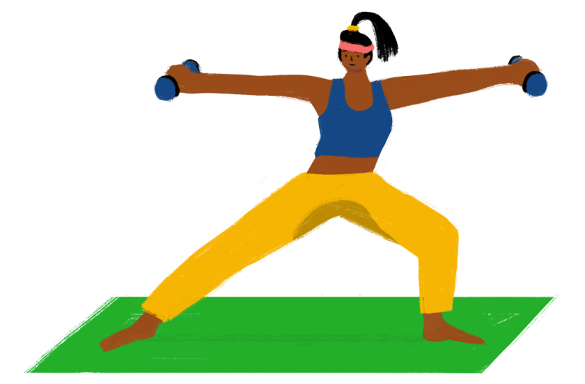 illustration of woman working out with urine leak
