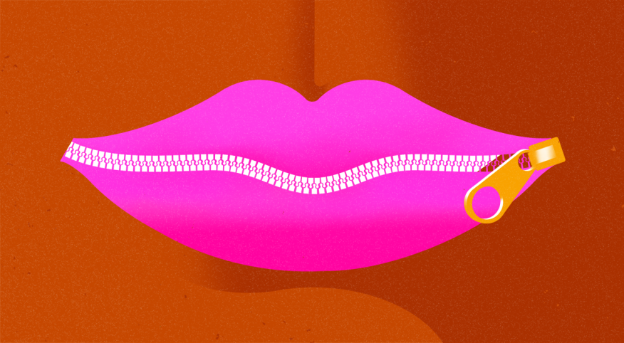 illustration of lips joined by zipper