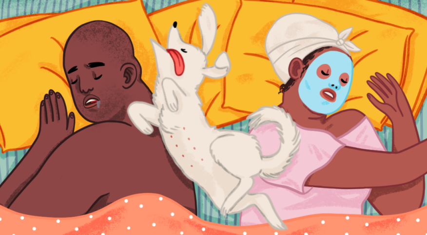 illustration of black couple sleeping