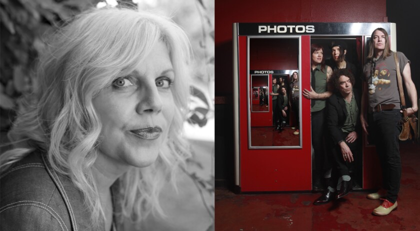 Musicians Tanya Donelly next to separate photo of the Dandy Warhols