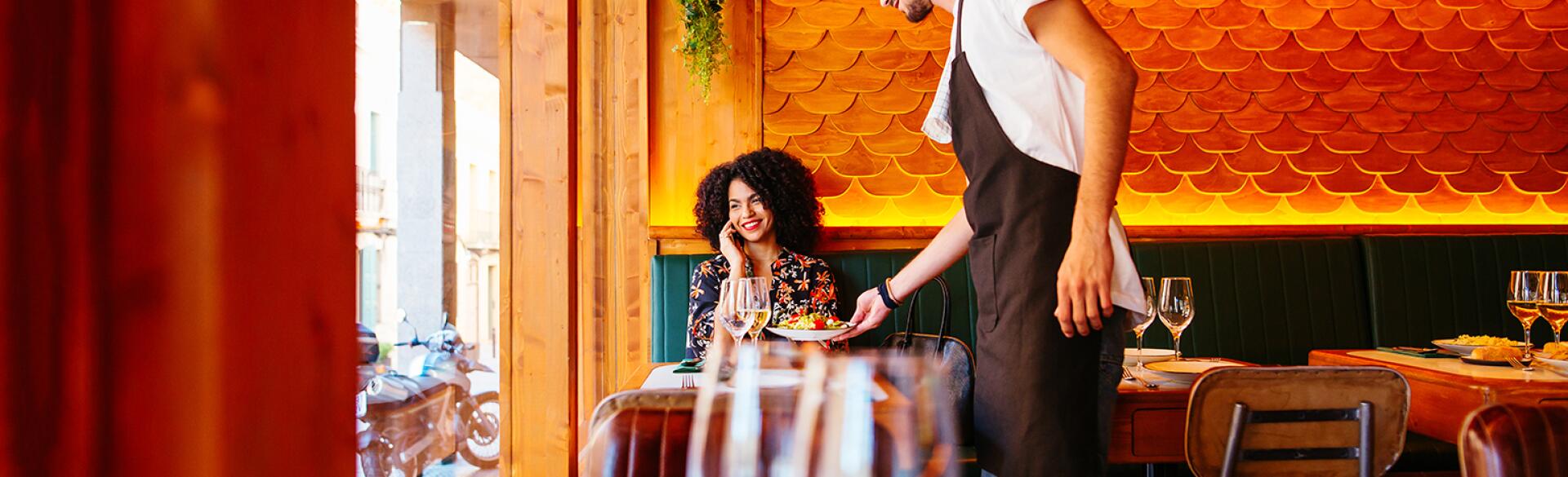 woman dining alone at a restaurant