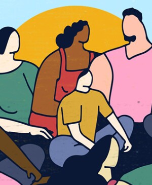 illustration of people sitting together by alexandra bowman