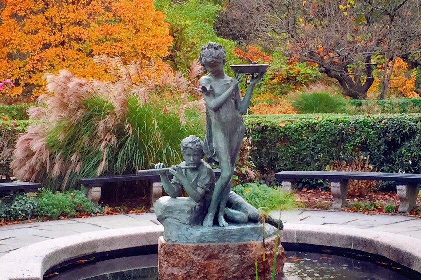 Burnett fountain in the conservatory garden, Central Park, NYC, USA