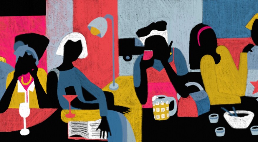 illustration of ladies drinking by diana ejaita