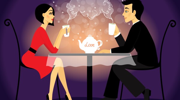 Dating couple scene, love confession