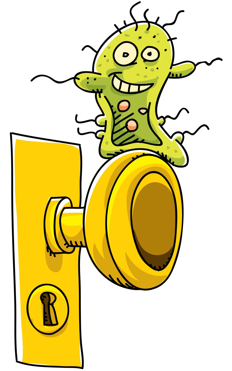 Germ on Door Knob, Spreading Virus