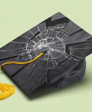 Shattered graduation cap