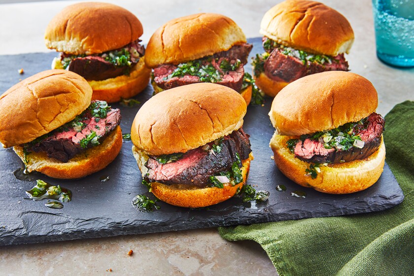 Sliders on a cutting board