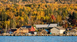 Grand Marais, Minnesota on the north shore of Lake Superior in fall