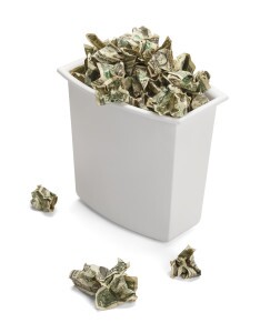 Money in waste basket